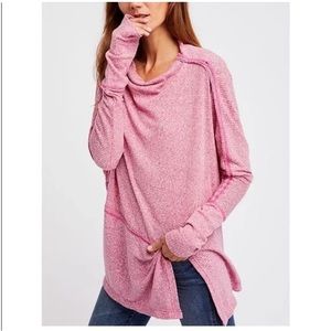 WE THE FREE pink cotton London Town long sleeve oversized thermal shirt SZ small